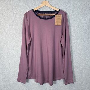 Jijamas Pajama Top Pima Cotton Purple Plum Womens XL Tall Long Sleeve